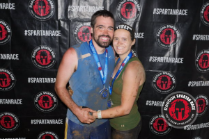 Amanda and Ryan Bowyer with their Spartan Virginia Super 2015 at Wintergreen finisher's medals. Photo credit: The awesome Spartan Race photographers!